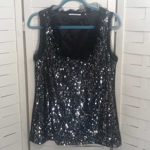 T-Tahari Sequin Sleeve Sweater